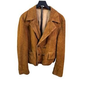 Vintage 70s Suede Jacket Double Breasted M/L Esquire Tailored AS-IS
